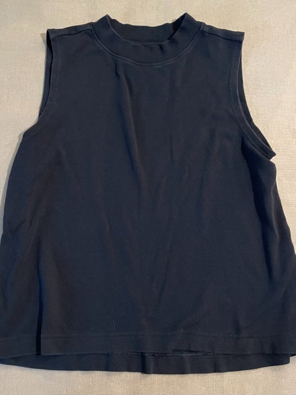 Pact Sleeveless Top Size M Black Mock Neck Muscle Tee Organic Cotton Loungewear